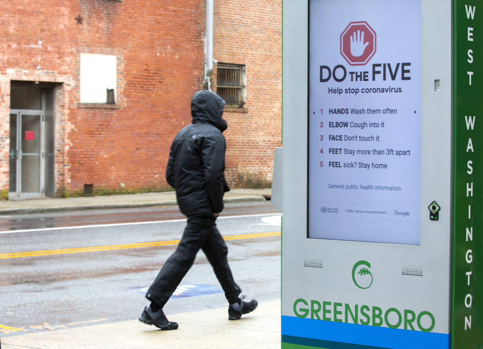 Greensboro sidewalks virtually empty during lunch hour